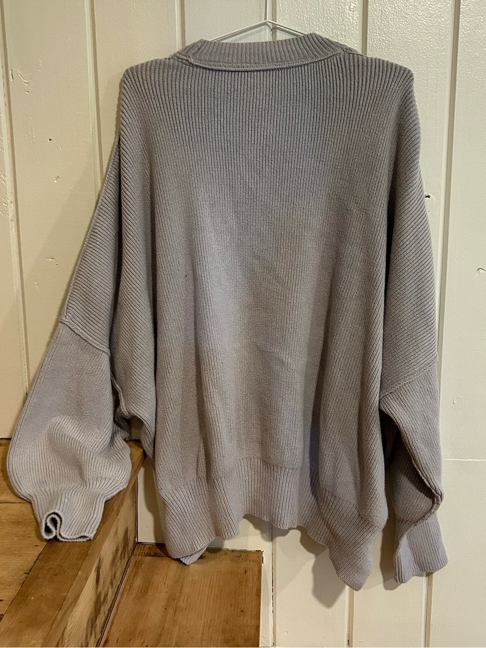 Free People Oversized Crewneck Knit Sweater - Light Gray - Picture 5 of 5